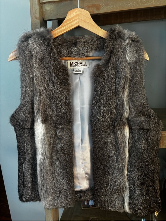 Michael Kors Jackets & Blazers - Michael Michael Kors Genuine Rabbit Fur Vest – Silver Grey & Sand Blend – Small